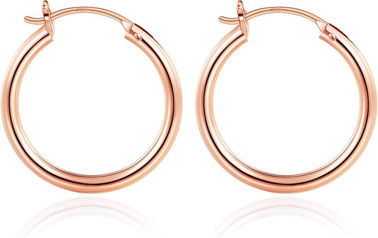 M MOOHAM 14K-Gold-Plated Hoop Earrings for Women - Hypoallergenic 14K Gold 925 Sterling silver-plated Post Sensitive Ears Nickel Free Hoops Earrings Set for Women Jewelry Lightweight 13-60mm