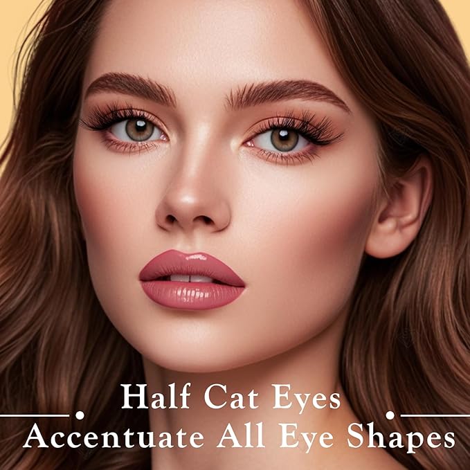 APCYUST Half Lashes False Eyelashes Wispy Fake Lash Strips Natural Cat Eye Strip Eyelash Pack 14 Pairs Mink Half Lashes Cateye 7-15mm Half Eyelashes for Women