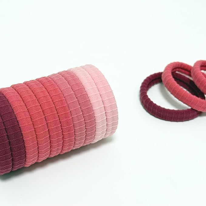 Jseng 10Packs Seamless Hair Ties for Women - Soft No Damage Elastic Hair Accessories for Thick Curly Hair - Pastel Pink