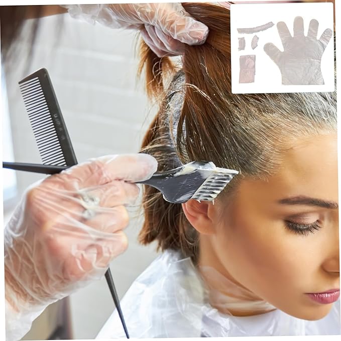 Hair Dye Kit Disposable Hair Bleach Kit DIY Dying Include Gloves, Ear Caps, Shower Cap, Shawl, Dying Accessory for Salon