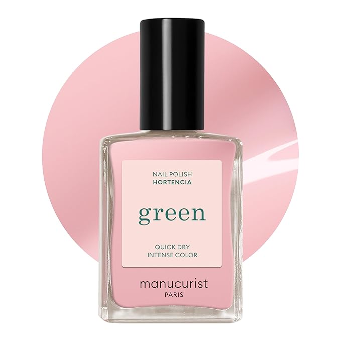 Manucurist - Green Nail Polish Hortencia - Sheer Pale Light Pink Nail Polish - 9-Free, Plant-Based and Vegan - Manicure - Made in France - 0.5 fl oz