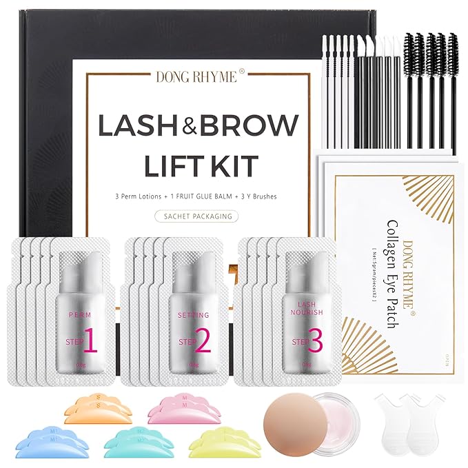 Lash Lift Kit by DONG RHYME - Professional Eyelash Perm Kit Sturdy Result, Small Disposable Packages(5 Pcs) Eyelash Lift Kit with Harmless Ingredients, Newbie Friendly Brow lamination Kit at Home Use