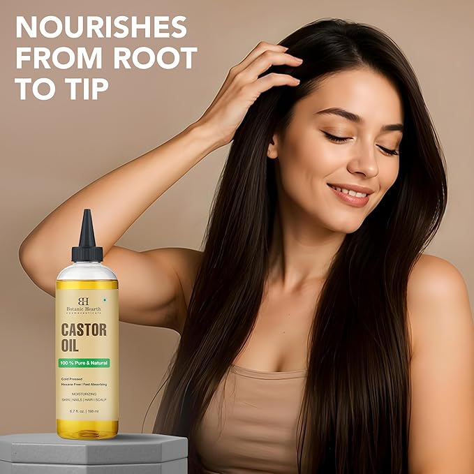 Botanic Hearth Hair Oil for Hair Growth & Hair Relaxer | Strengthening Dry, Frizzy, Damaged Hair & Scalp Treatment | Castor Hair Oil – 6.7 Fl Oz