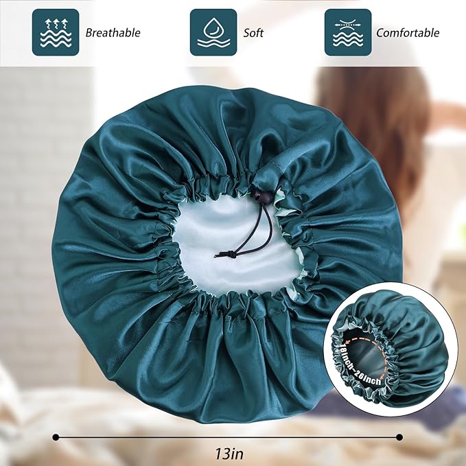 Satin Bonnet Silk Bonnet For Curly Hair Bonnets Braid Bonnet For Sleeping Bonnets For Women Large Double-layer Adjustable