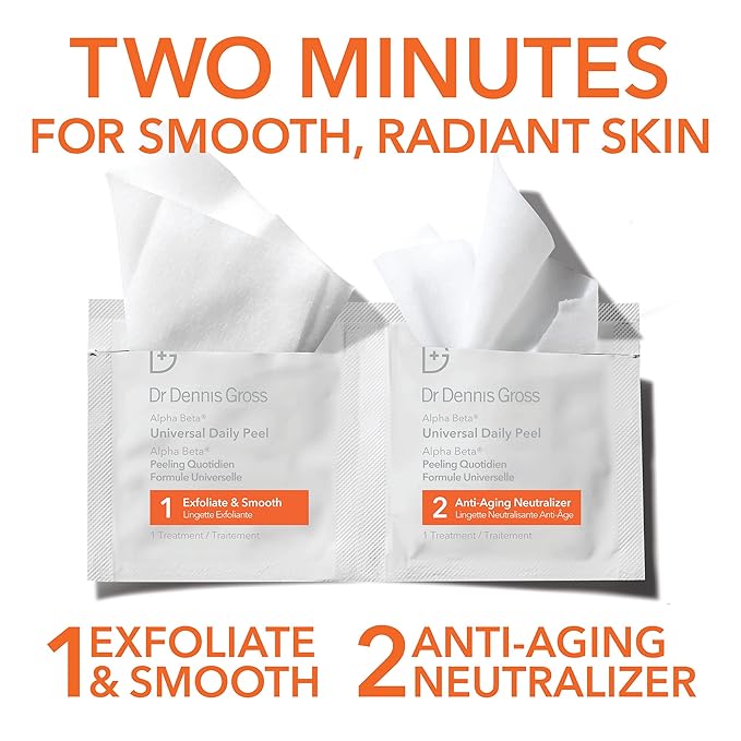 Dr Dennis Gross Alpha Beta Universal Daily Peel: for Uneven Tone or Texture and Fine Lines or Enlarged Pores, (5 Treatments)