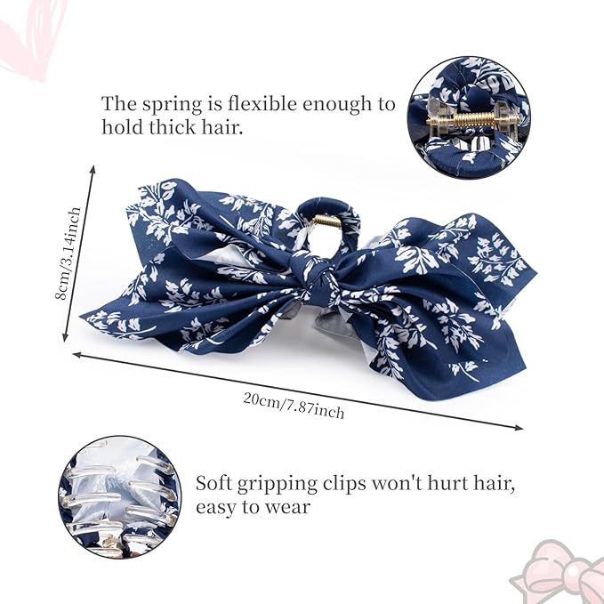 Bow Claw Hair Clips 2PCS Paisley Big Hair Bows for Women Butterfly Styling Large Hair Clips for Thick Hair for Girls Hair Accessories for Teens Gifts for Valentine's Day