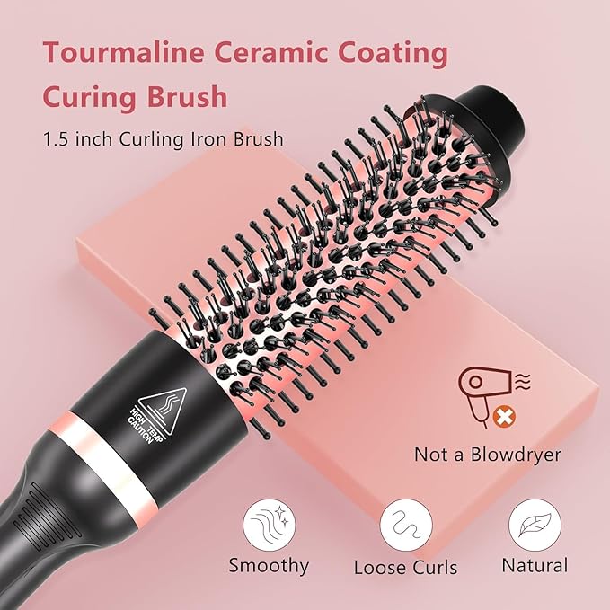 O'bella 5 in 1 Wand Curling Iron Set,Curling Iron Set with Thermal Brush&4 Interchangeable Ceramic Curling Wand(0.35”-1.25”), Instant Heat Up, Dual Voltage Hair Curler, Gifts for Women Gold