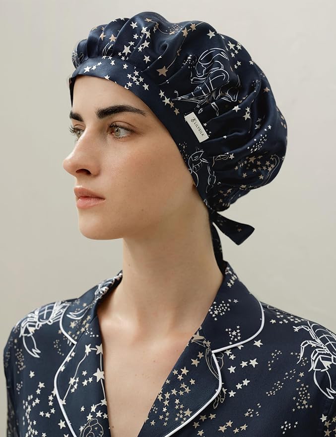 LilySilk 100% Mulberry Silk Bonnet Silk Night Sleep Cap Adjustable Hair Wrap for Sleeping Scorpio