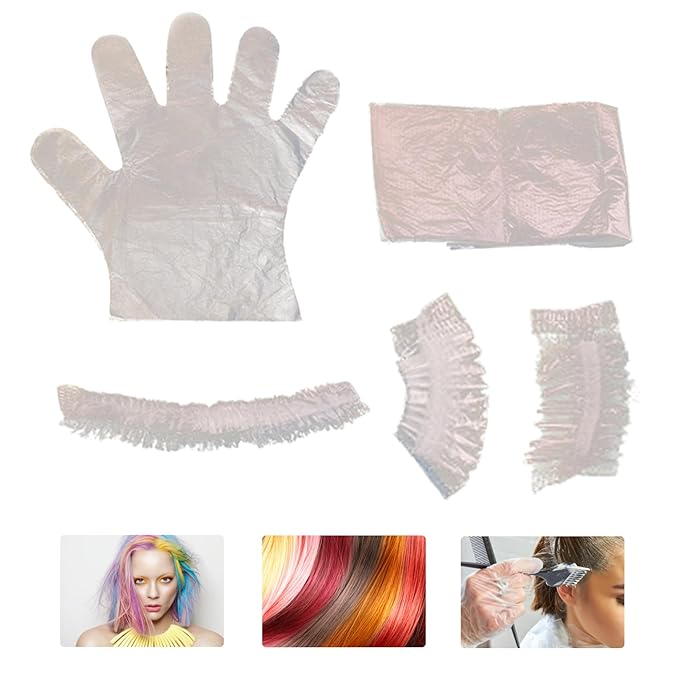 Hair Dye Kit Disposable Hair Bleach Kit DIY Dying Include Gloves, Ear Caps, Shower Cap, Shawl, Dying Accessory for Salon