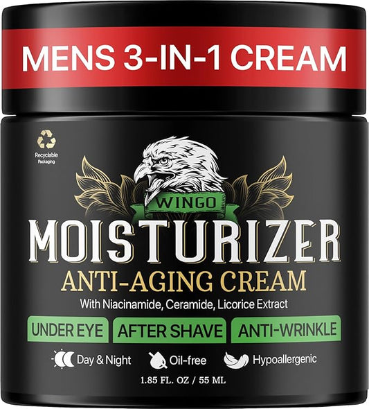 Viva Lab Mens Face Moisturizer Anti-Aging Cream - Lightweight After Shave Lotion for Men - Day & Night Hydrating Skin Care with Niacinamide Collagen Ceramides - Fast-Absorbing Non-Greasy 1.85oz