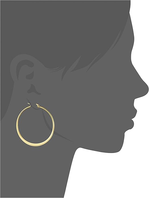 Amazon Essentials Gold Plated or Stainless Steel Flattened Hoop Earrings