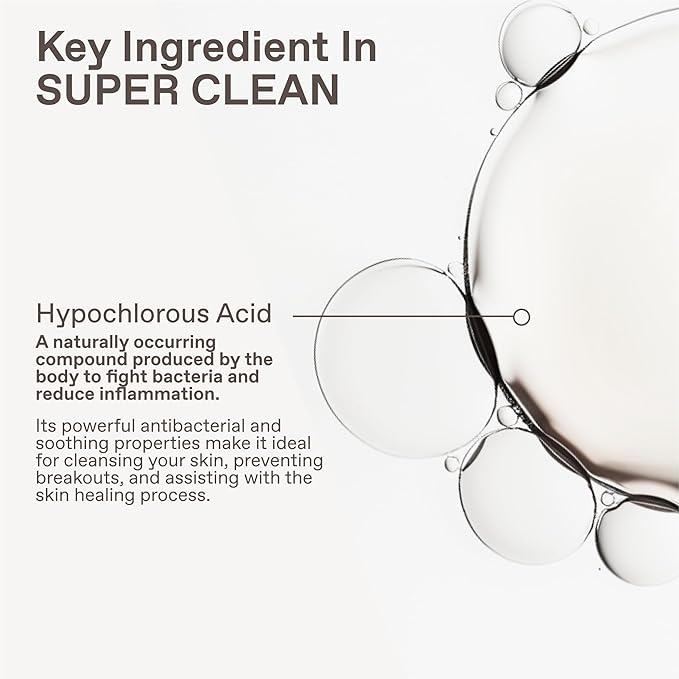ENHANSE Super Clean, Hypochlorous Acid Spray, Helps Heal Acne Prone, Eczema, & Itchy Rashes, No Rinse Cleaner for Back Acne, Use Post Workout, Post Shave or Travel, Skin Care for Men, 100 mL