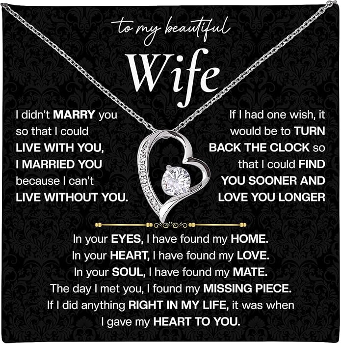 Mapileng To My Wife – Love Knot Necklace from Husband with Heartfelt Message Card & Elegant Luxury Gift Box, A Meaningful Romantic Jewelry Gift for Anniversary, Birthday, Wedding, Christmas