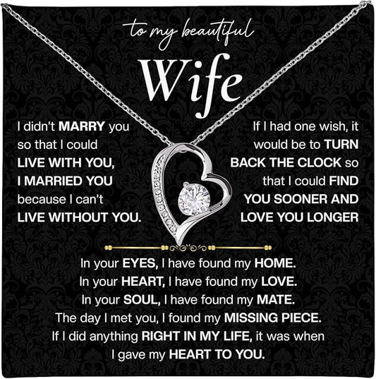 Mapileng To My Wife – Love Knot Necklace from Husband with Heartfelt Message Card & Elegant Luxury Gift Box, A Meaningful Romantic Jewelry Gift for Anniversary, Birthday, Wedding, Christmas