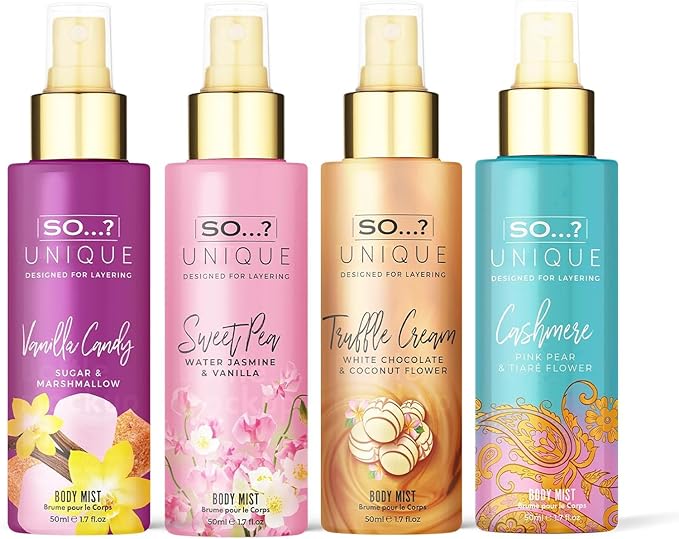 So…? Unique Body Mist Set - Perfumes for Women - Body Spray for Women - Vegan, Cruelty Free - Travel Size Gift Set - 650 to 1000 Sprays - 4 pcs