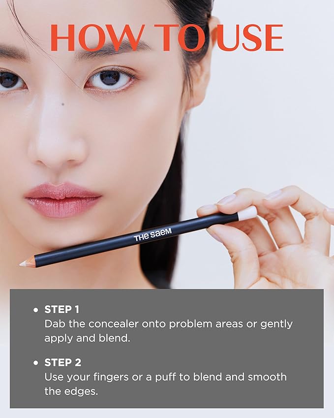 THESAEM Cover Perfection Ideal Concealer Pencil 0.04oz - Green Beige for Redness & Skin Troubles Correction - Slim Multi-Use Color Correcting Pencil - Korean Makeup Concealer Stick for Blemishes