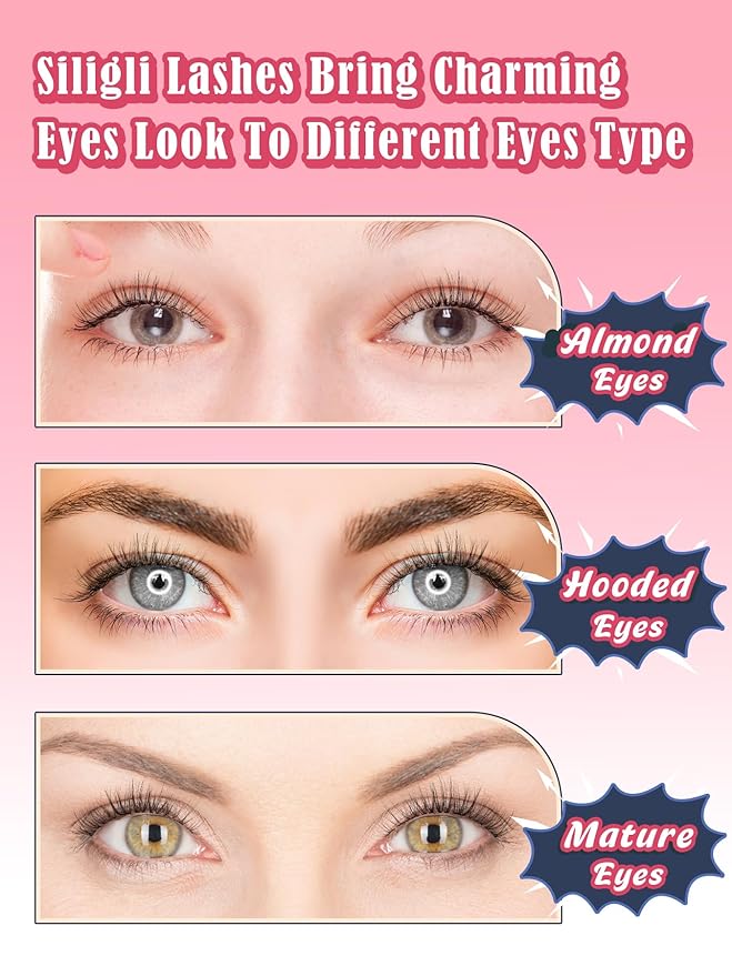Siligli Eyelashes Natural False Lashes 14mm Eye Lashes with Thin Band 3D Volume Fake Eyelashes C Curl Wispy Lashes Natural Look 7 Pair