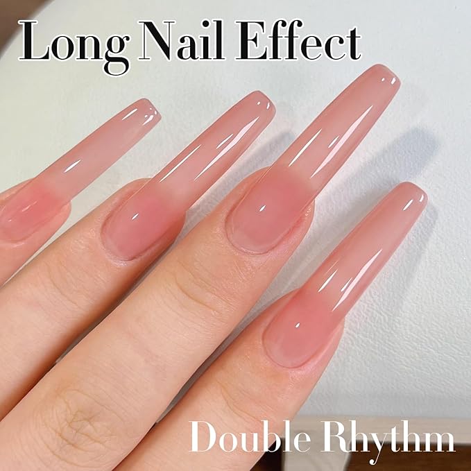 Double Rhythm Gel Polish 15ML Jelly Sheer Pastel Light Milky Color Pearl White Bottle 1 PC 0.5 OZ Full Size Nail Art Salon at Home (Milky Pink Nude-D1321)