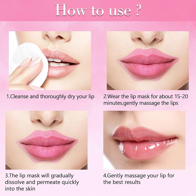 50PCS Lip Mask Sheet,Collagen Crystal Lip Masks,Pink Lip Care Pads Mask for Moisturizing Nourishing,Anti-Aging & Anti-Wrinkle,Lip Gel Patches Pads for Dry Lip,Remove Dead Skin