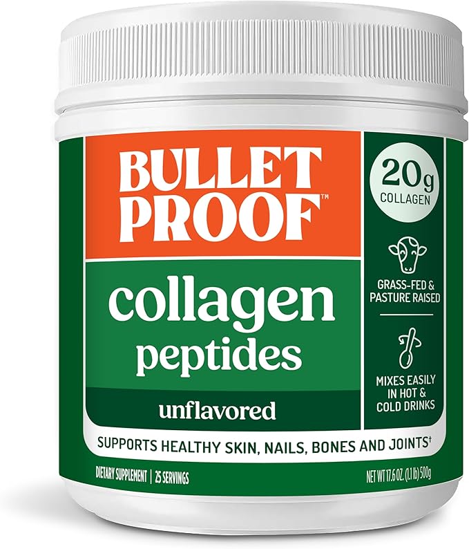 Bulletproof Unflavored Collagen Peptides Powder, 17.6 Ounces, Grass-Fed Collagen Protein and Amino Acids for Skin, Bones and Joints, Packaging May Vary