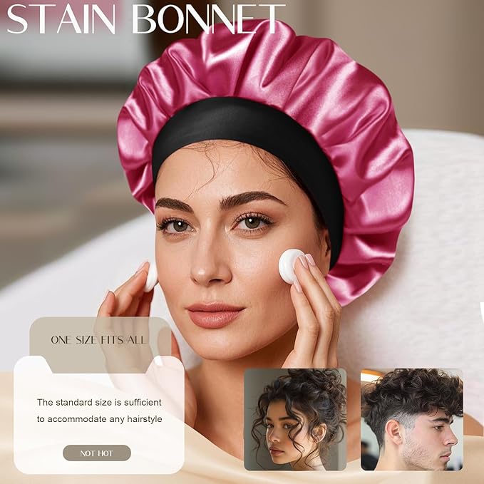 Satin Silk Bonnet for Men & Women, Double Layer Silk Sleep Bonnets, Soft Satin Lined Bonnet for Curly & Natural Hair