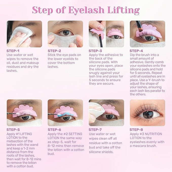 Libeauty Lash Lift Kit with Lash Glue Balm Eyelash Lift Kit & Brow Lamination Kit New Lash Lifting Pads Last Up 4-6 Weeks Tubular Precision Design Curling Perming Lotion & Liquid Set Home Perm Kit