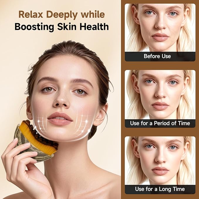 Lymphatic Contour Face Brush - Dry Facial Brush and Lymphatic Drainage Massager with Ergonomic Design, Soft Skin-Friendly Bristles for Chin/Neck Contouring & Fatigue Relief
