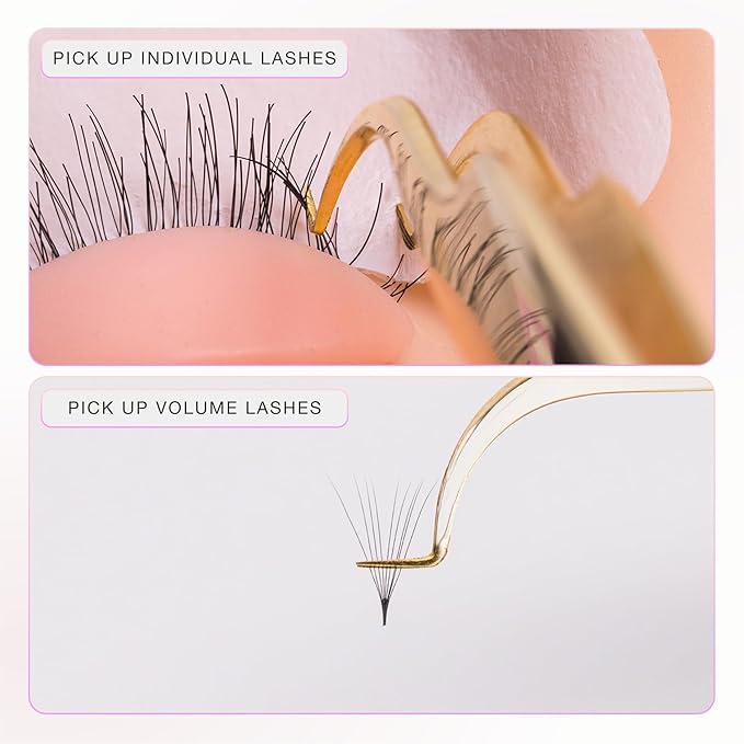 Curacoro Lash Tweezer - Professional & Precision Fiber Tip Grip Lash Tweezers for Eyelash Extensions, Multi Shapes & Purposes Tweezers for Volume, Isolation & Classic Lashes (Galaxy, Save Time)