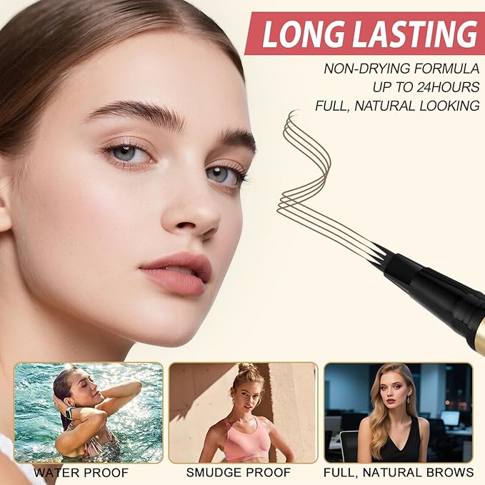 Eyebrow Pencil Kit, with Microblading Eyebrow Pen, Eyebrow Gel, Eyeliner, Eyebrow Brush, Eyebrow Pencils for Women, Waterproof, Smudge Proof, Long Lasting Makeup Formula - Gray