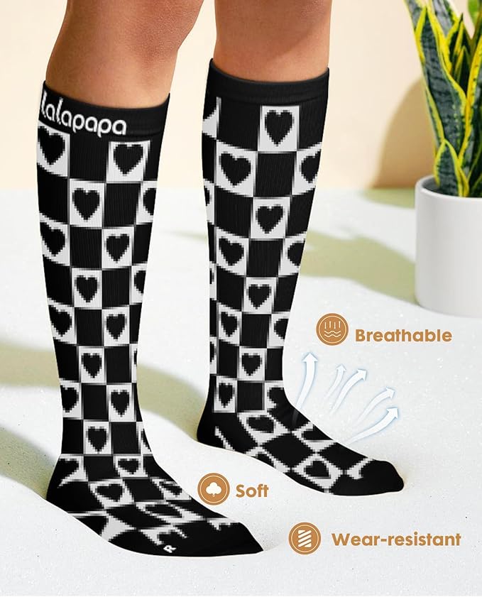 Lalapapa Cute Compression Socks for Women - 3 Pairs 20-30 mmHg Graduated Support Lightweight for Daily Wear Travel Nurse