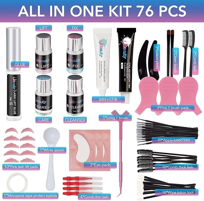 Libeauty Lash Lift and Color Kit Brow Lamination Kit with Color Diy Eyelash Perm Kit Curling Voluminous Coloring Eyebrow Easy To Use At Home & Salon