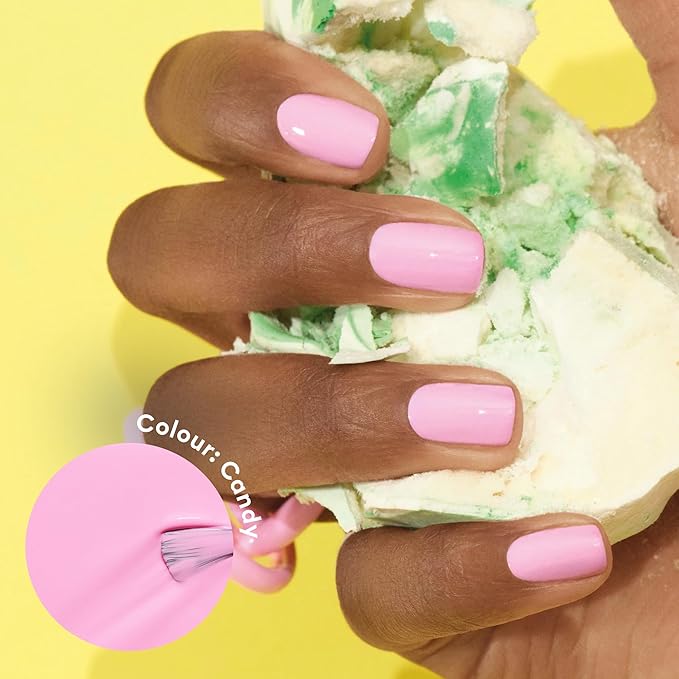 Manucurist Green Nail Polish Candy - Neon Pink Nail Polish - 9-Free, Plant-Based and Vegan - Manicure - Made in France - 0.5 fl oz