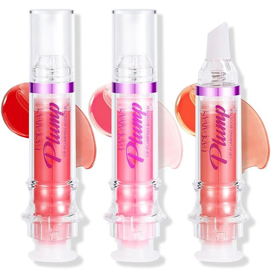 Erinde 3 Colors Lip Plumping Booster, Spicy Lip Plumper Gloss Lip Plumping Oil, Ultra-Hydrating & Nourishing Plump Lip Plumper, Glossy Finish Fuller Natural Lip Gloss for Women Girls