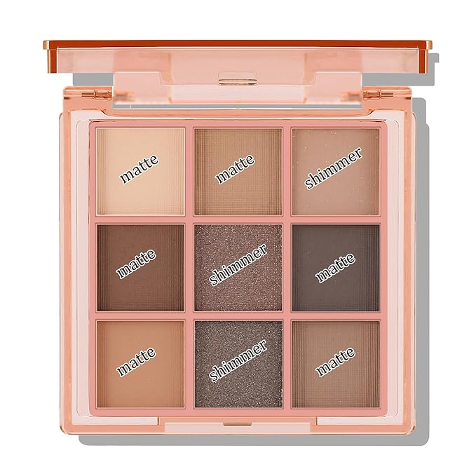 Boobeen 9 Colors Eyeshadow Palette - Matte and Shimmer Makeup, Highly Pigmented Creamy Eye Shadow Powder, Create a Neutral Eye Look, Long Wearing，Easy to Build Dramatic Glamour Looks
