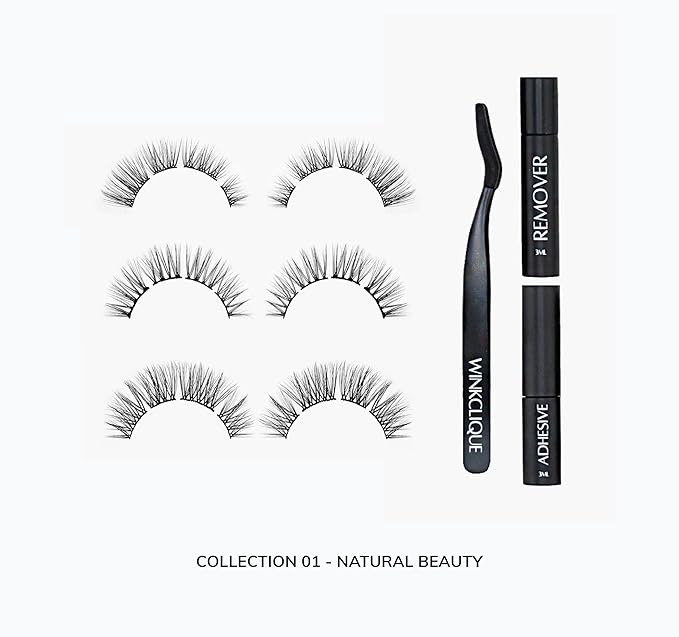 WinkClique Mini Starter Kit - Collection 01 - Complete DIY lash Kit With 3 Natural Lash Styles