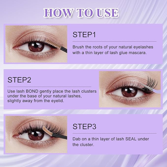 WENDY LASHES Brown Lash Cluster Glue, Lash Bond and Seal Waterproof, Quick-Dry Long-Lasting 72H Eyelash Glue for Clusters, Eyelash Adhesive, More Natural, More Solid, and More Gentle - 12ml