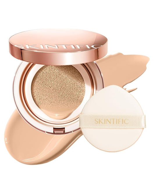 Full Coverage Cushion Foundation #02 Ivory| Satin Glow Finish, Oil-Control & Waterproof, Buildable Tattoo Cover Cushion for All Skin Types