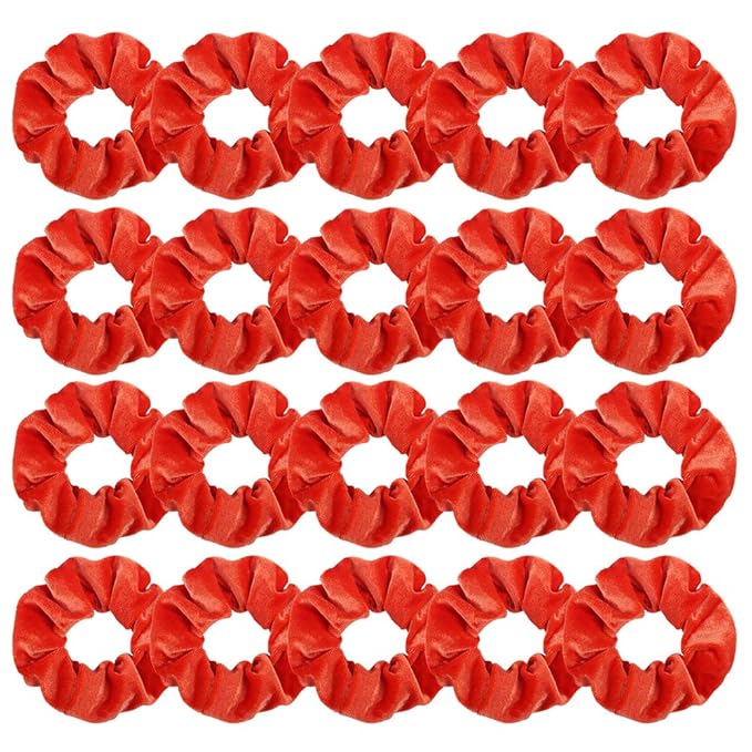 Didder 20 Pcs Hair Scrunchies Velvet Elastics Scrunchy Hair Ties Orange Soft Scrunchie Bobbles Ropes Scrunchie Solid color Hair Bands for Women Girls