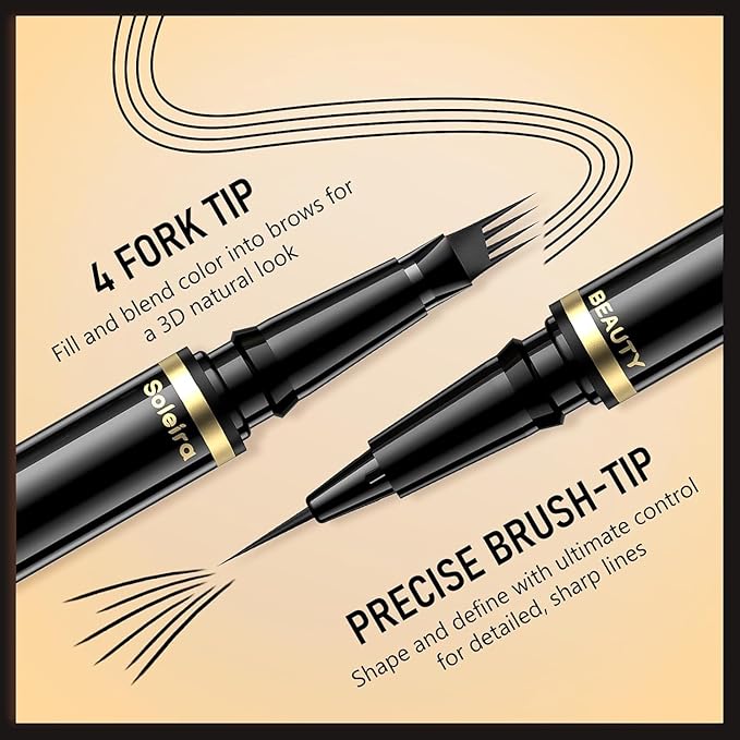Eyebrow Pen, Soleira Waterproof Eyebrow Pencil with 4 Tip Microblading Eyebrow Pen and Dual-ended Eyebrows Brush, for Natural-Looking Brows, Long-Lasting, Blonde