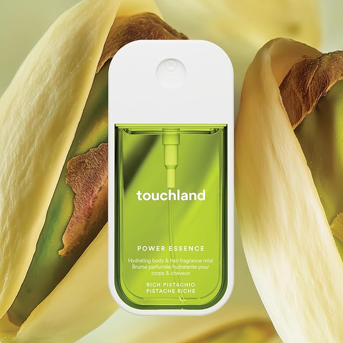 Touchland Hydrating Body & Hair Fragrance Mist, Rich Pistachio, 2 FL. OZ. Travel Size Body Spray | Hydrating, Travel Size