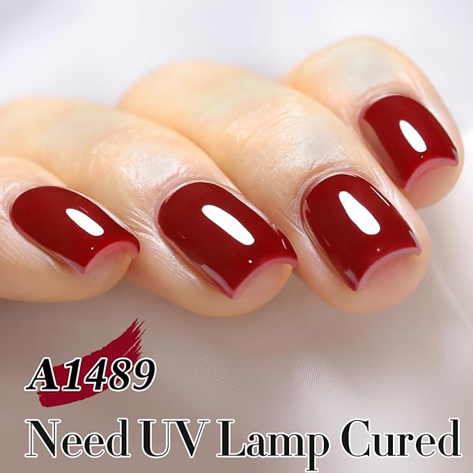 Double Rhythm Translucent Gel Polish Sheer Neutral Natural Light Milky Same Color Same Bottle 15ML Jelly UV Polish Nail Art DIY at Home (Cherry Red-A1489)