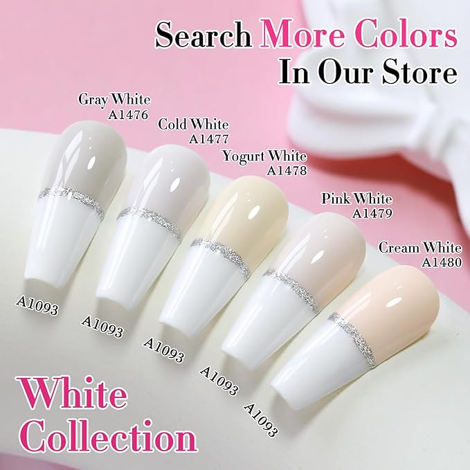 Double Rhythm 15ML Gel Polish Pure Sheer Same Color Same Bottle Soak Off Gel Polish Art Manicure Salon DIY at Home for Women (Gray White-A1476)