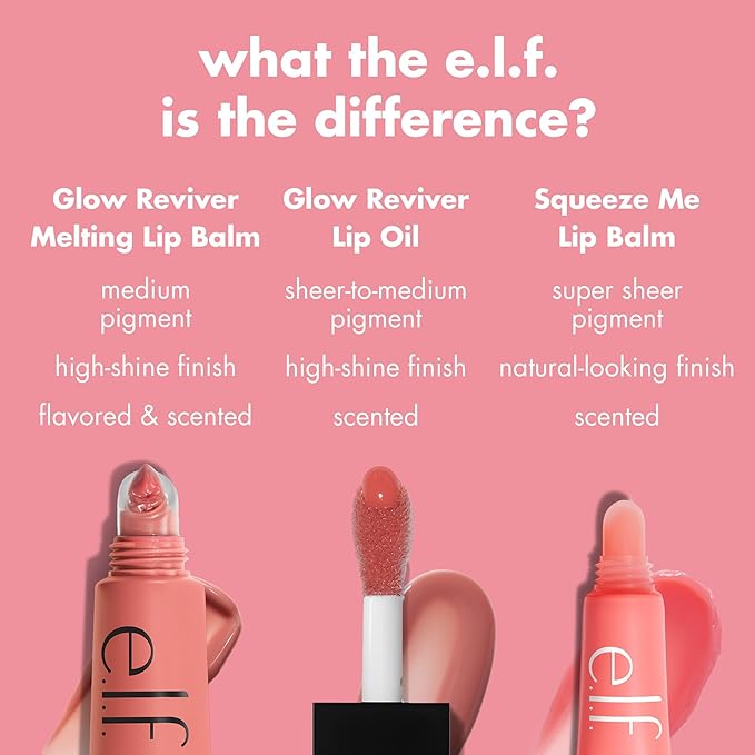 e.l.f. Glow Reviver Melting Lip Balm, Hydrating Tinted Lip Balm For A Glossy Finish & Soft, Supple Lips, Vegan & Cruelty-Free, Candied Cranberry