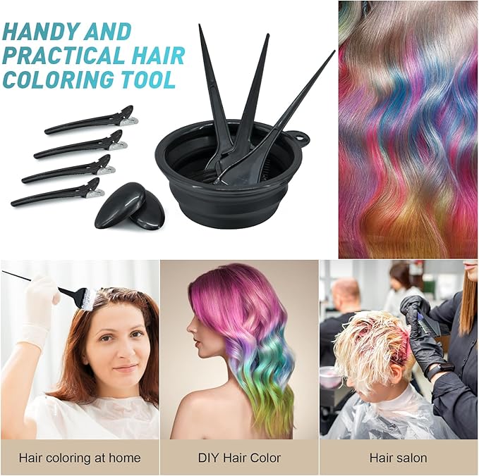 Xarchy 10 Pc Hair Bleach Kit - Hair Coloring Products With Dye Brush, Color Bowl, Earmuffs, Clip for Salon Bleaching & Highlighting