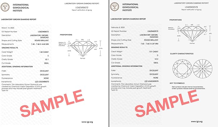 IGI Certified 1 to 10 Carat D-E Color and VS1-VS2 Clarity Lab Grown Diamond Stud Earrings for Women I 14k White Gold Earrings for Her I Secure Screw Back Made in USA by Beverly Hills Jewelers