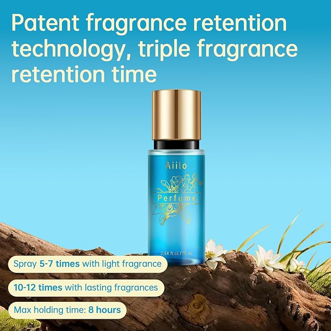 Aiilo Hair Perfume, Natural Fragrant Hair Perfume for Women, 8 Hours Longevity, Suitable for Hair, Body & Clothes - 75ml/2.54 fl oz (Amber Coast)