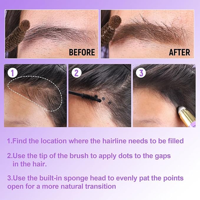 JUAAZIN 3 In 1 Hair Color Concealer Stick - Temporary Gray Hair Cover Up, Root Touch Up Hair Mascara with Precision Applicator, Waterproof Long Lasting for Eyebrows Beard Hairline 05# Red Brown