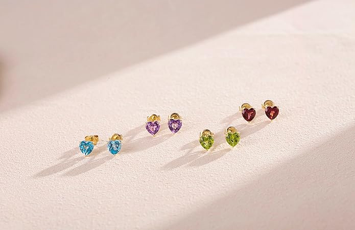 FANCIME 14k Solid Yellow Gold Stud Earrings Gemstone Prong Cluster Stud Earrings Fine Jewelry Gifts for Her Mom Women Wife