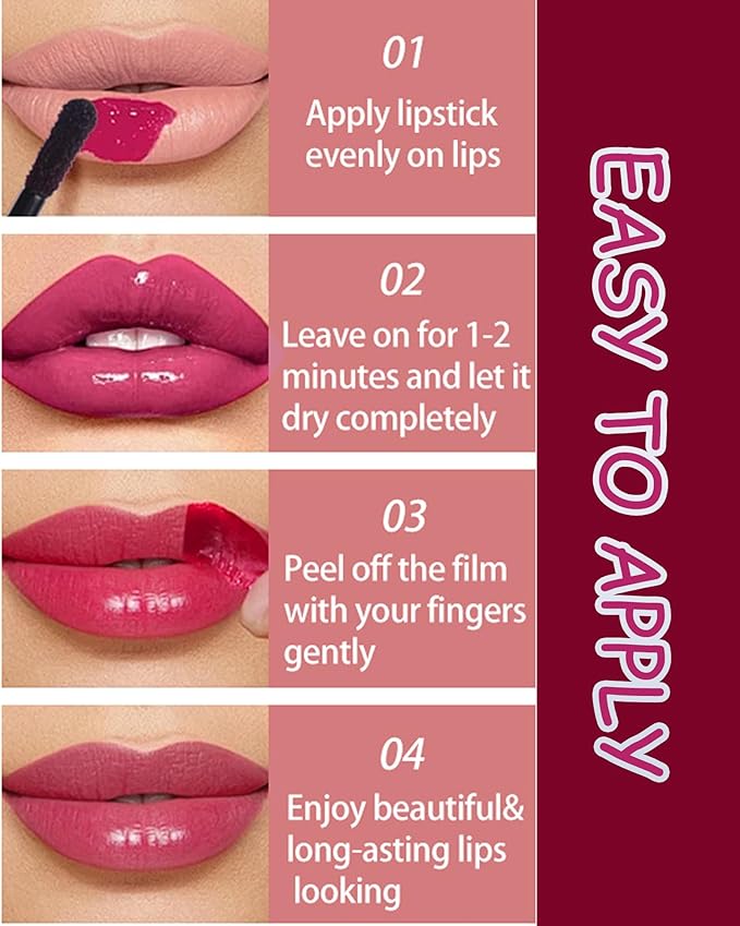 Lip Stain Peel-Off Lip Liner Stain,Long-Lasting Red Lips Gloss Tattoo,Matte Non-Stick Liptint Highly Pigmented Nude Color Liquid Lipstick Waterproof Transfer-proof Tinted Lipstain Makeup for Women-03