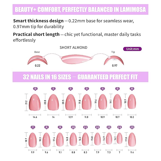 LAMIMOSA 32Pcs Burgundy Red French Tip False Nails - Short Almond Press on Nails kit with Glue, Soft Gel Fake Nails in 16 Sizes, Reusable Stick on Nails kit, RED HEELS